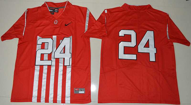 Ohio State Buckeyes #24 Red College Throwback Stitched Jersey